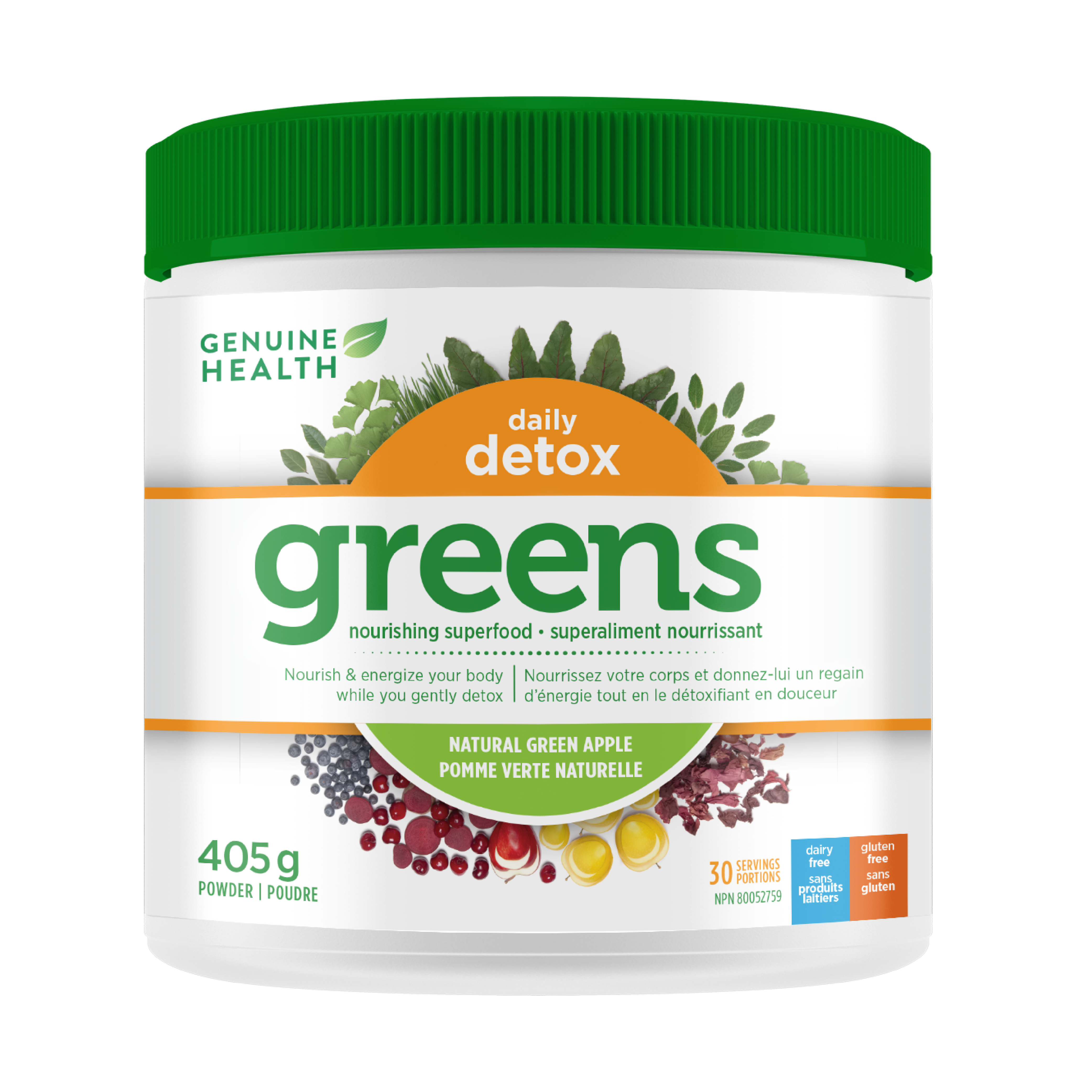 Genuine Health - greens+ daily detox | green apple