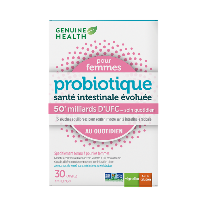 30 capsules|Genuine Health women's daily probiotic 50 billion|FR