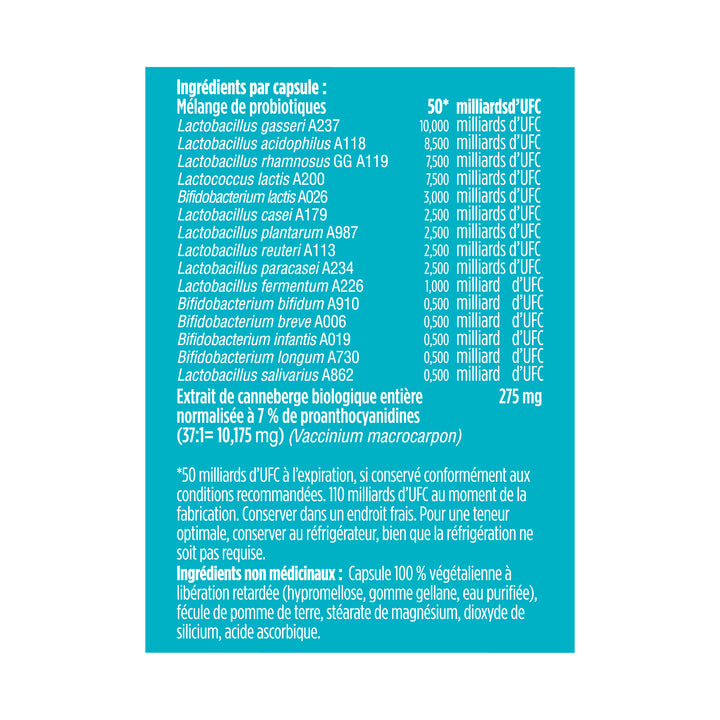 Genuine Health UTI-preventing probiotic 50 billion ingredient