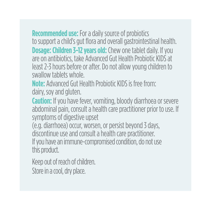 label Genuine Health advanced gut health probiotic kids directions