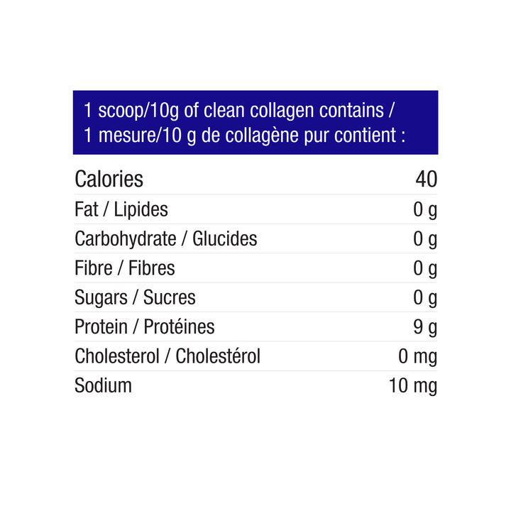 label Genuine Health bovine clean collagen unflavoured nutrition panel