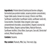 label Genuine Health clean collagen protein bar chocolate chip banana bread ingredients
