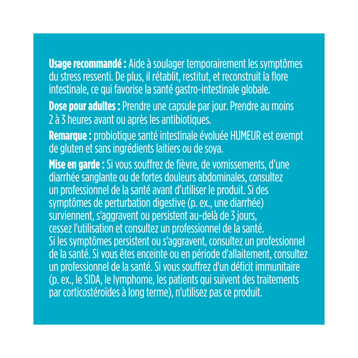 label Genuine Health's advanced gut health probiotic mood french directions