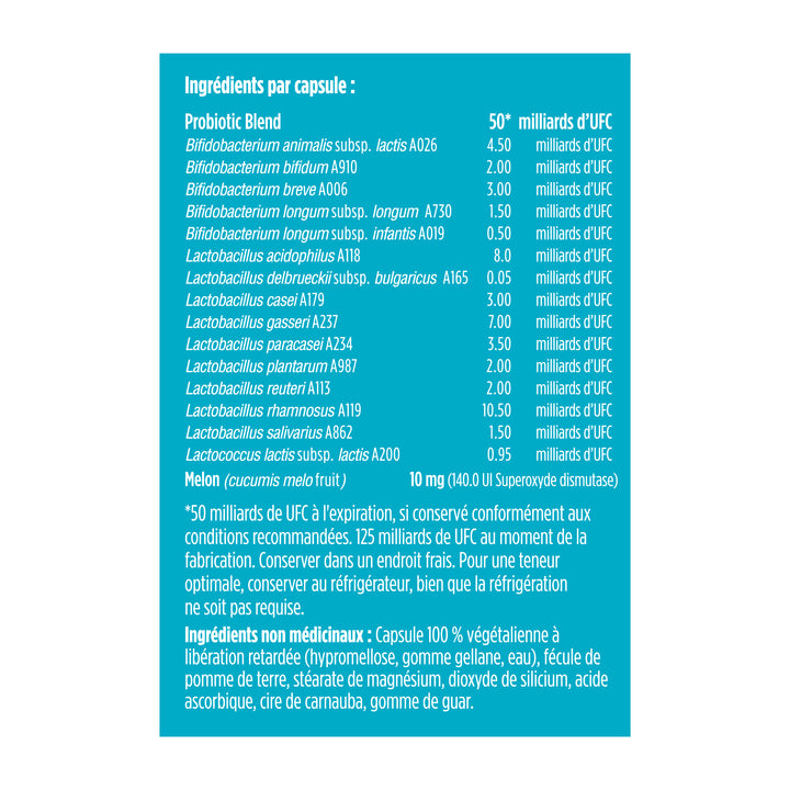 label Genuine Health's advanced gut health probiotic mood French ingredients