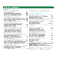 label Genuine Health greens+ multivitamin nutritional table