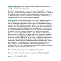 label Genuine Health greens+ daily detox green apple recommended use and cautions in French