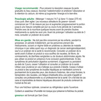 label Genuine Health greens+ bone builder blackberry recommended use and cautions in French