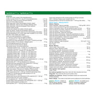 label Genuine Health greens+ multivitamin natural vanilla nutritional table