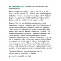 label Genuine Health greens+ multivitamin natural vanilla recommended use and cautions