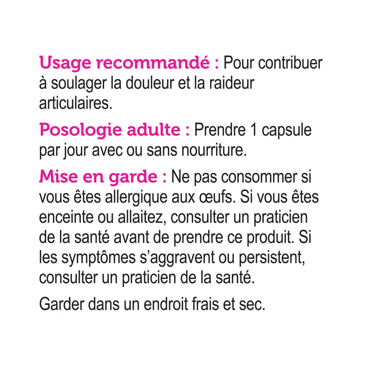 label Genuine Health fast joint care French directions