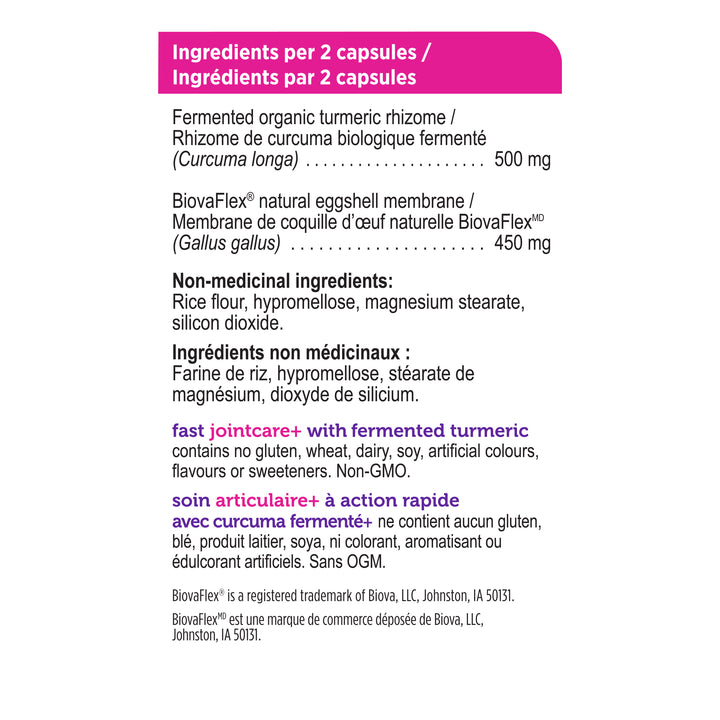 label Genuine Health fast joint care with fermented turmeric ingredients