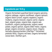 label Genuine Health fermented organic gut superfoods unflavoured and unsweetened ingredients