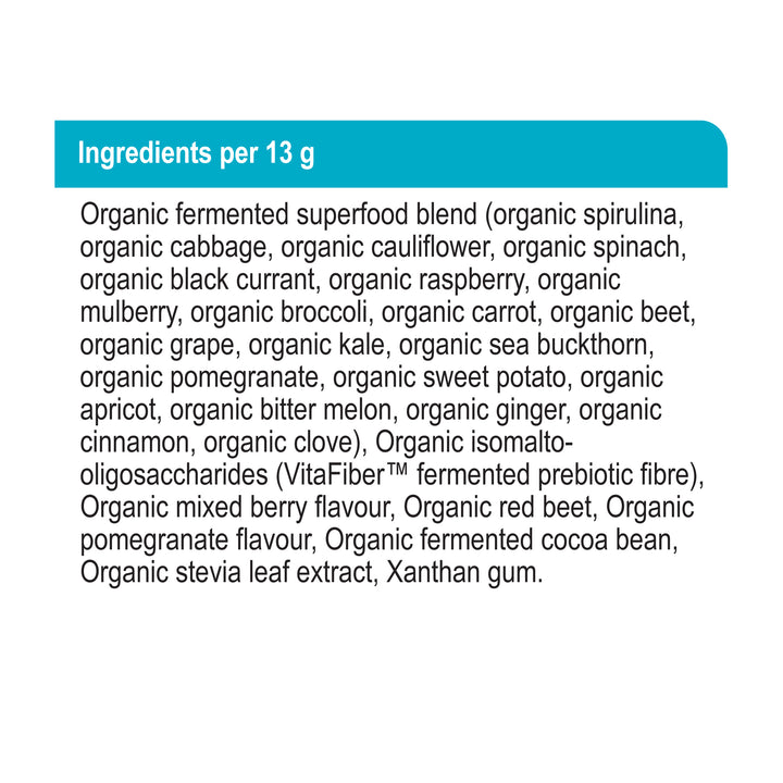 label Genuine Health fermented organic gut superfoods summer berry pomegranate ingredients