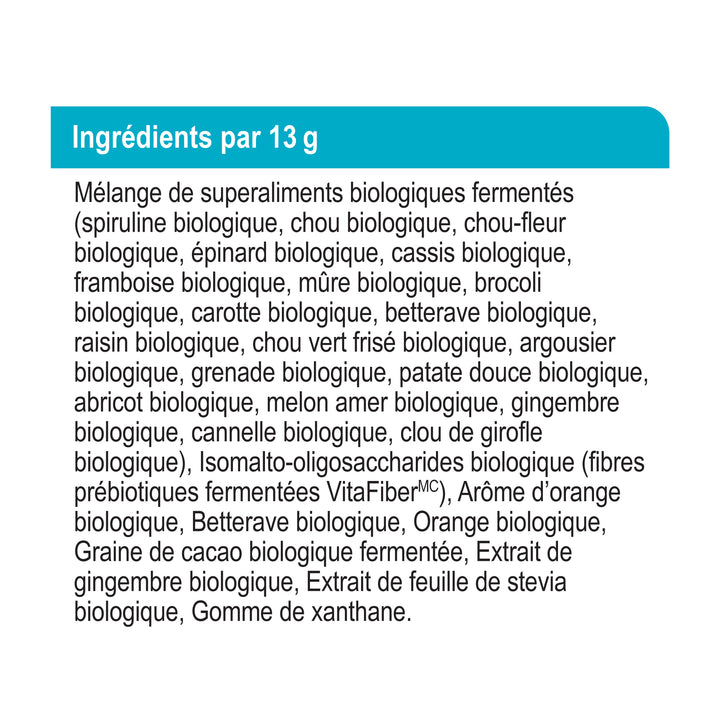 label Genuine Health fermented organic gut superfoods orange ginger French ingredients