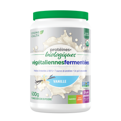 Container of Genuine Health fermented organic vegan proteins vanilla flavour |20 portions | FR