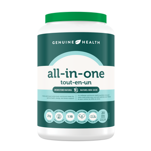 Genuine Health all-in-one supplement container unsweetened natural |20 Servings| 20 portions