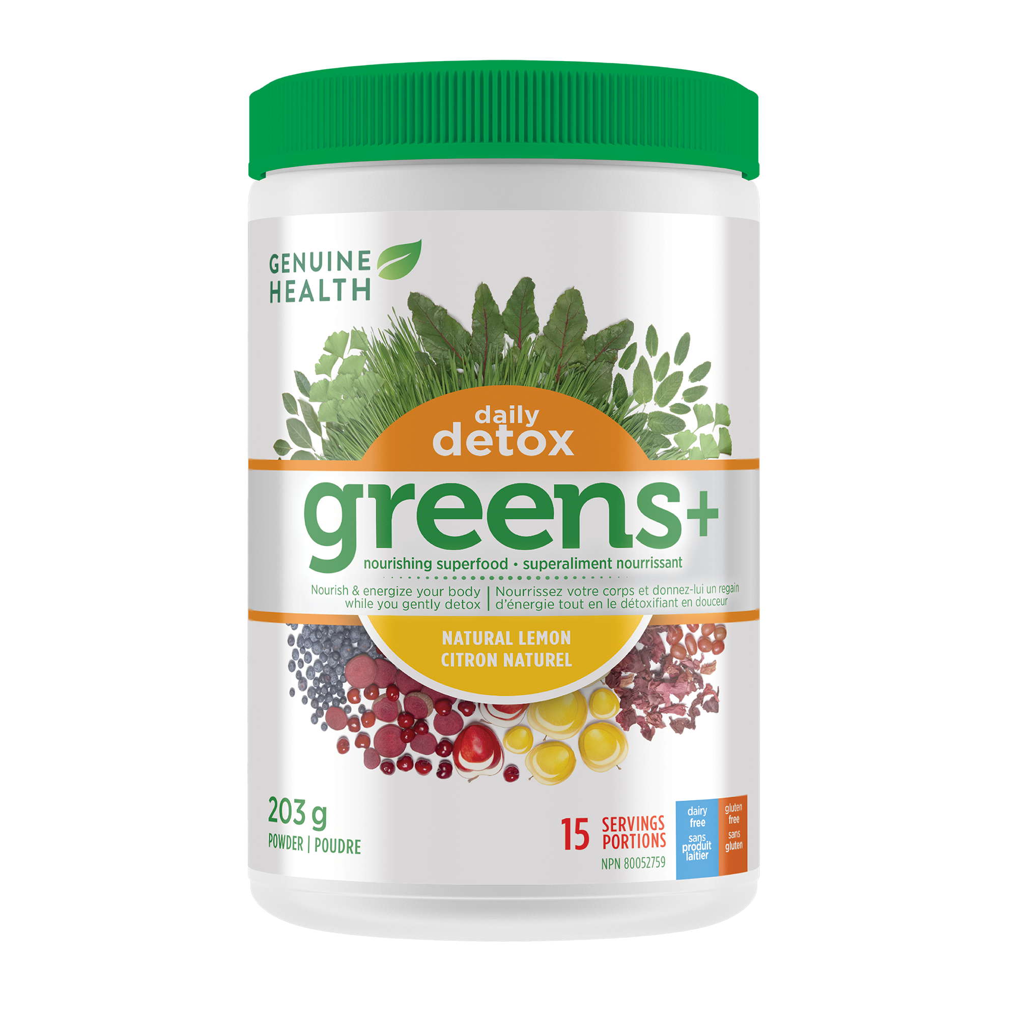 greens+ daily detox | natural lemon