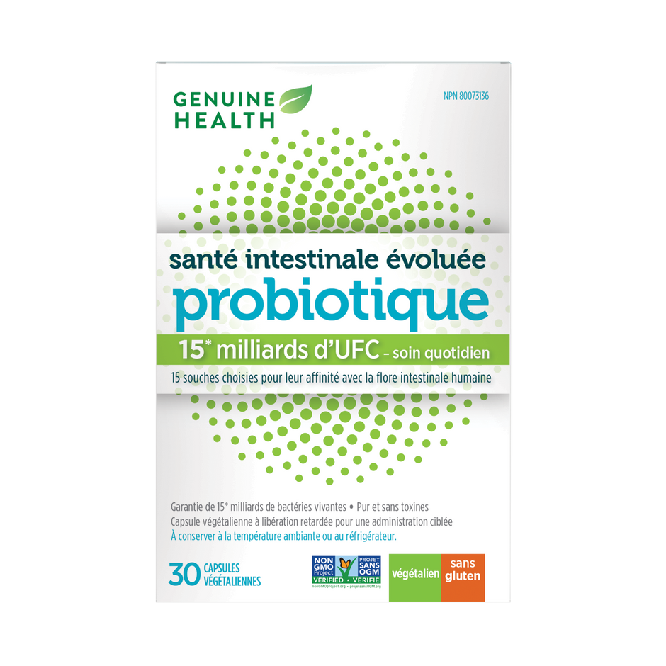 30 capsules|Genuine Health gentle-care probiotic 15 billion|FR