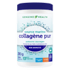 A container of Genuine Health marine clean collagen powder, unflavored, with the brand and product information displayed on the label |21 portions| FR
