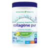 A container of Genuine Health marine clean collagen powder, lemon lime, with the brand and product information displayed on the label |21 portions| FR