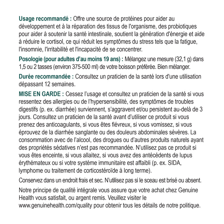 Genuine Health all-in-one unsweetened natural directions | FR