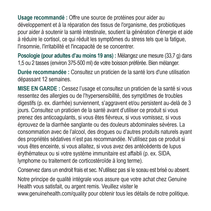 Genuine Health all-in-one vanilla flavour directions | FR