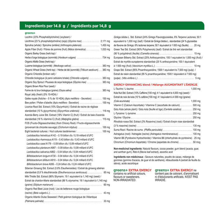 Genuine Health greens+ extra energy dark chocolate