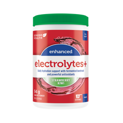 Container of Genuine Health Enhanced Electrolytes+ Strawberry Kiwi |20 servings| EN