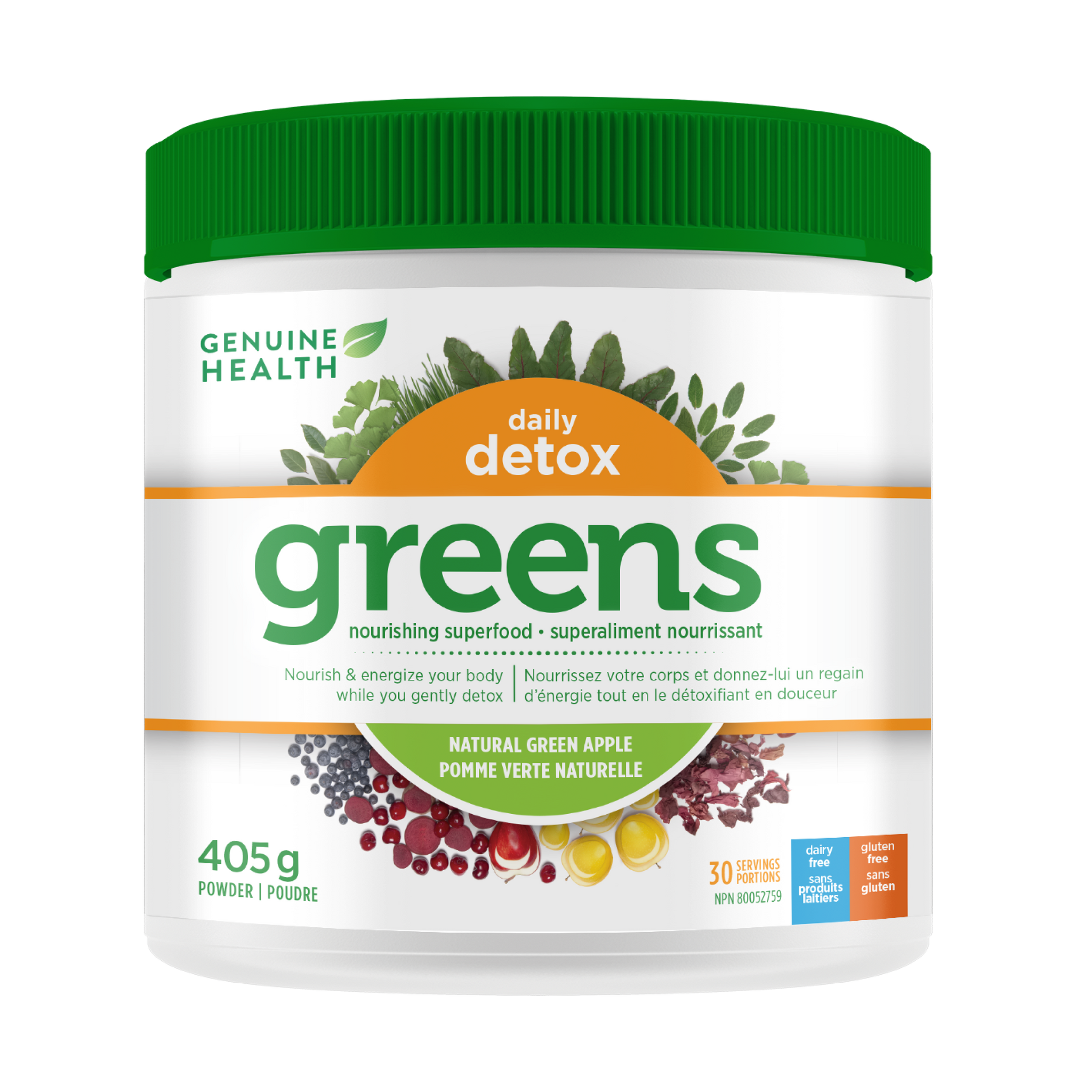 Genuine Health - greens+ daily detox | green apple