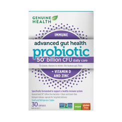 Genuine Health daily immune + vitamin d and zinc probiotic 50 billion|EN