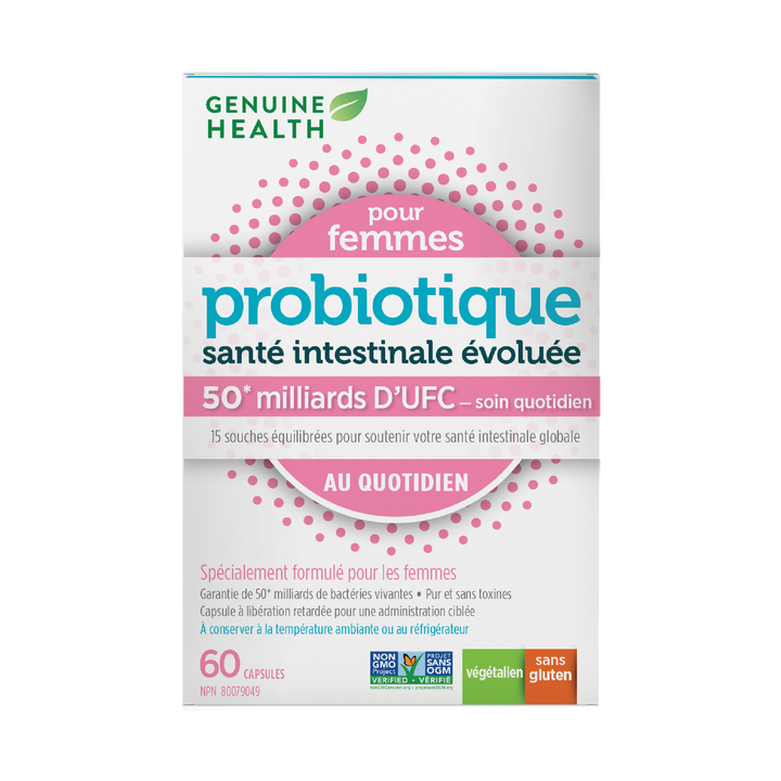 60 capsules - Value Size|Genuine Health women's daily probiotic 50 billion|FR