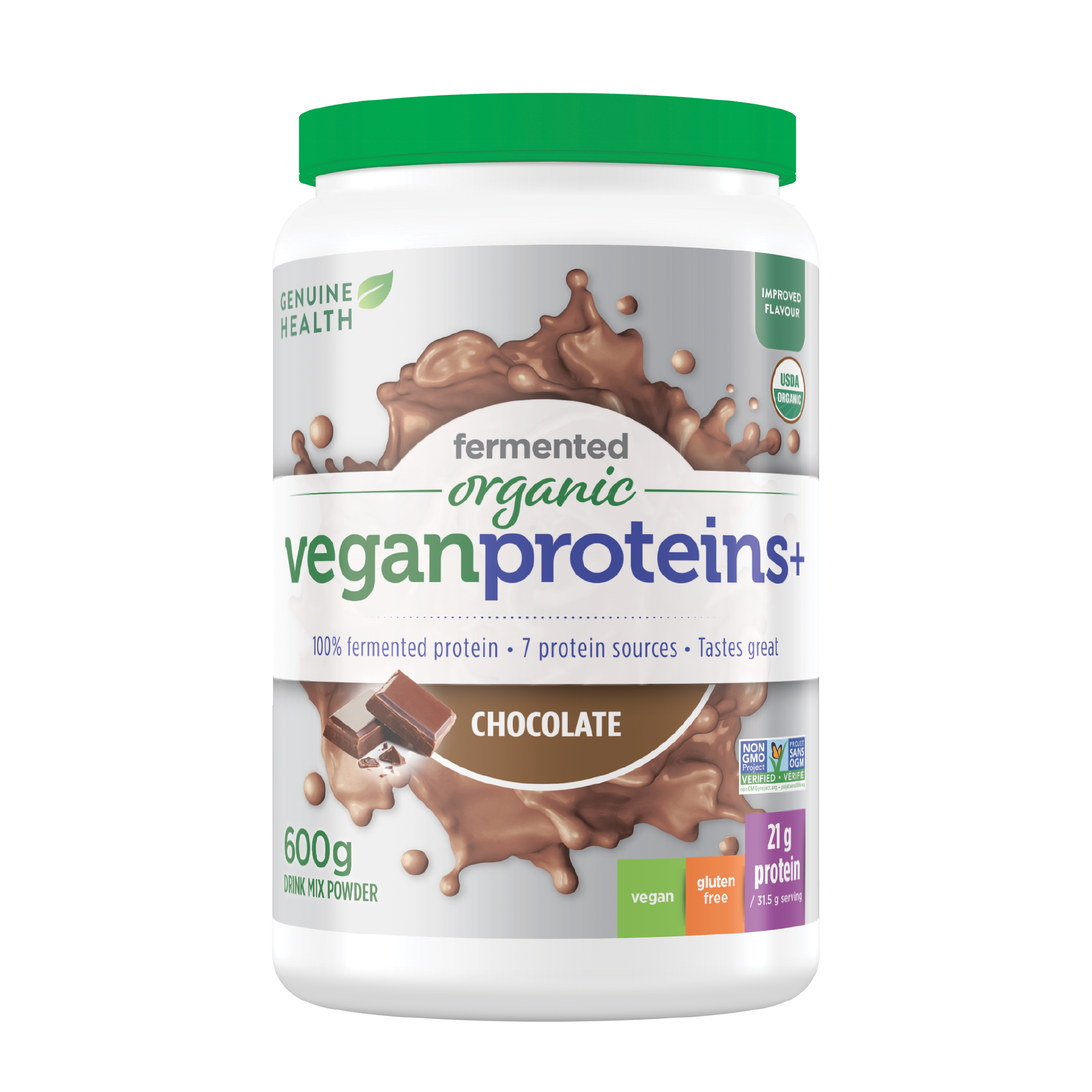 Genuine Health - Fermented Organic Vegan Protein Powder - Chocolate