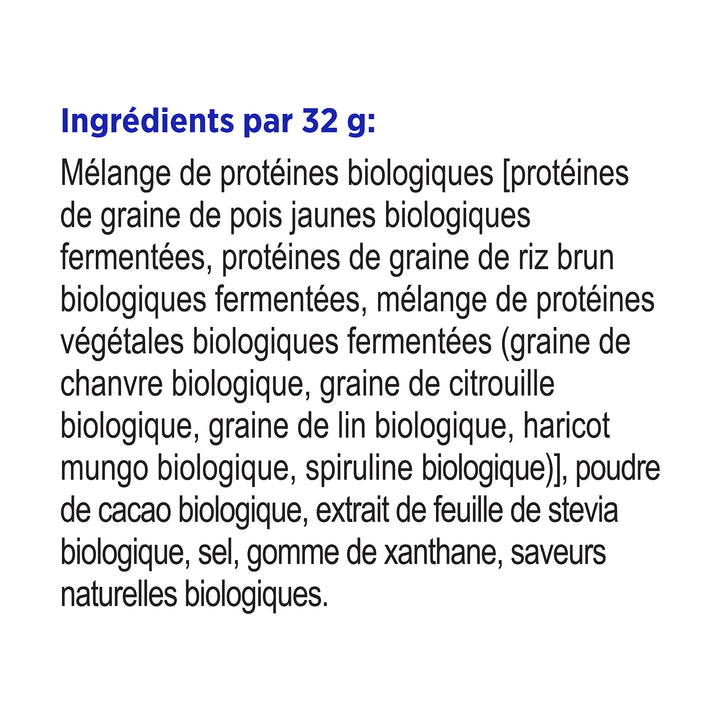 Genuine Health fermented organic vegan proteins chocolate list of ingredients | FR