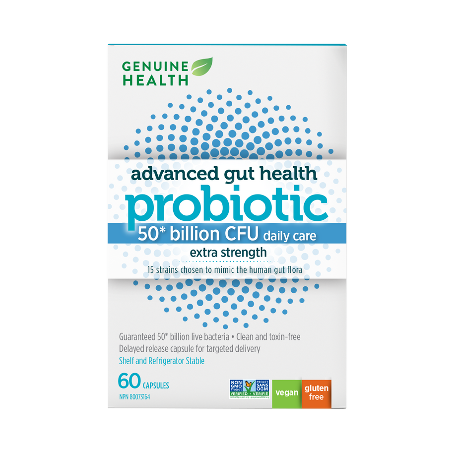 60 capsules - Value Size|Genuine Health extra-strength probiotic 50 billion 60 capsules|EN