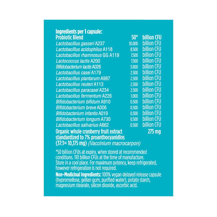 Genuine Health UTI-preventing probiotic 50 billion ingredient